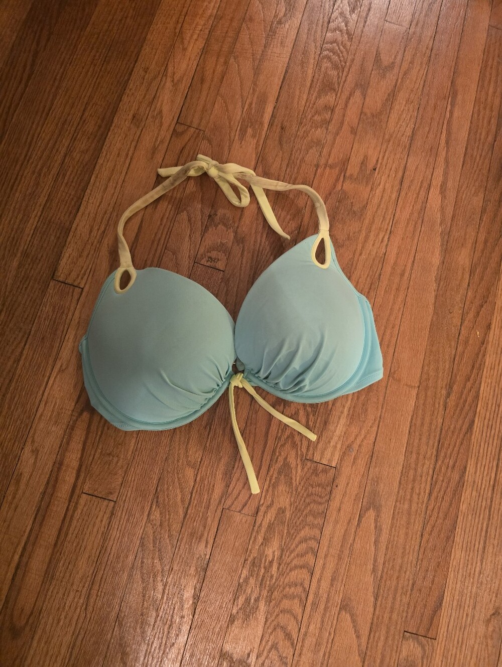 Victoria's Secret Aqua Blue and Pale Yellow Push-Up Bikini Top